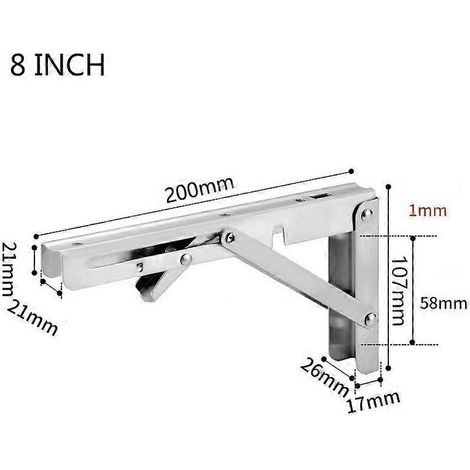 Support d'étagère pliable de 20 cm (2 pièces), en acier inoxydable robuste, pour table et comptoir, projet de bricolage gain de place. Br-AquaForge (1/5)