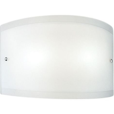 Applique Lecce in vetro satinato bianco 27x12cm, 1 luce E27 max 42W, IP20, Lampada da muro e montatura metallo con dettagli cromo, lampadina esclusa (1/3)