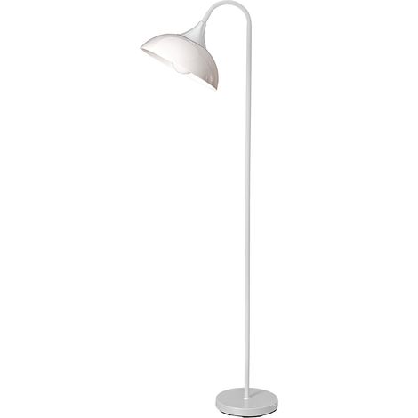 Swan Piantana in metallo e gomma colore bianco  opaco con paralume bianco lucido attacco E27 (1/2)