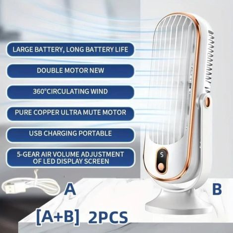 Climatiseur Mobile - Ventilateur de Refroidissement - USB Alimenté - Blanc - E6955 - Chambre - Cuisine - Bureau - Maison ×1
