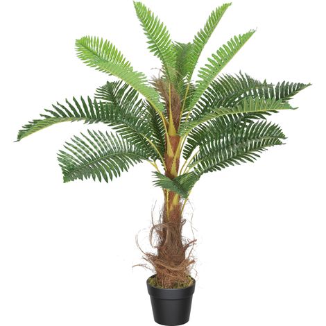 Palmier artificiel 100 cm 21 feuilles PEVA avec pot plastique vert