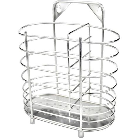 Porta utensili da cucina - Organizzatore per posate - Contenitore per utensili da cucina - Acciaio inossidabile - 15x17 cm (1/5)