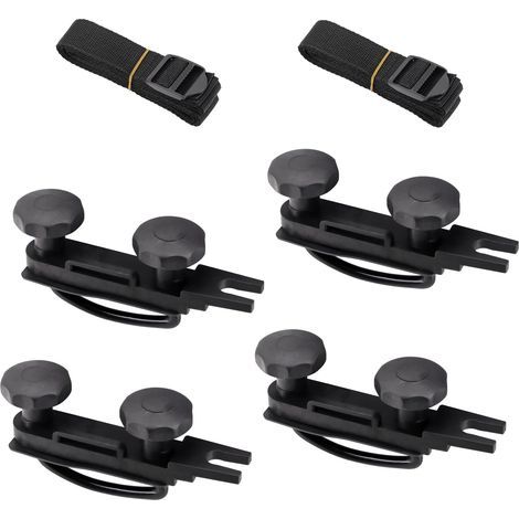Lntyq 4 Pièces de Fixation de Coffre de Toit U étrier, 4 pièces de Fixation de Coffre de Toit en U, Accessoires pour Coffres de Toit avec 8 écrous de Sécurité Robustes et 2 Bandages