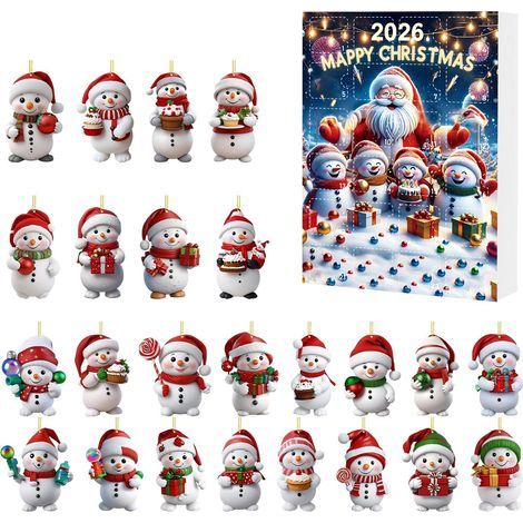 Niedlicher Schneemann-Anhänger aus Acryl, Weihnachtsüberraschungsbox, europäischer und amerikanischer Adventskalender, Geschenk A (1/5)
