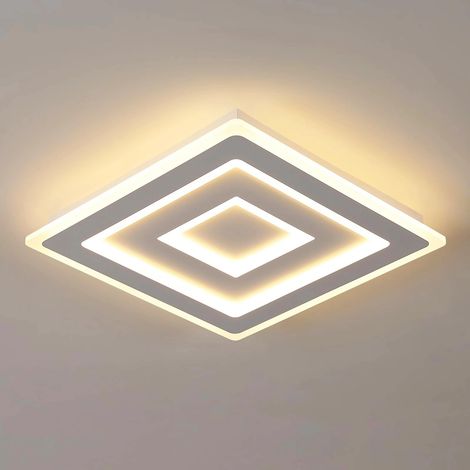 Plafonnier LED Carré Moderne, 52W Lampe de Plafond LED, Acrylique Luminaire Plafonnier Intérieur Blanc pour Chambre à Coucher, Salon, Couloir, Lumière Chaude 3000K, 40cm (1/5)