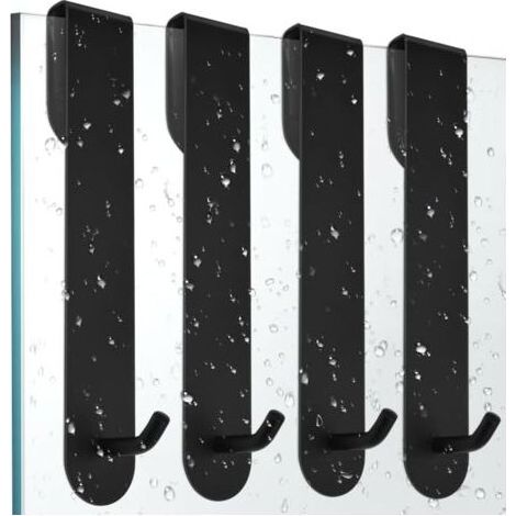ganchos de acero inoxidable para ducha, toallero de baño, ganchos de pared de acero inoxidable para ducha, ganchos para toallas, soporte para toallas de cocina, perchero negro, no requiere perforación (1/5)