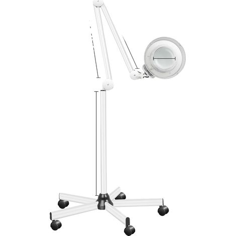 Lámpara con lupa, iluminación regulable, rotación de 360°, blanca. (1/2)