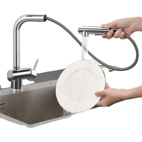 Grifo de cocina monomando, giratorio 360 grados, cromado, G3/8 (1/5)