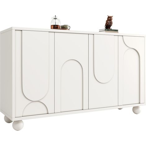 Buffet et enfilade-Armoire rangement moderne blanc imitation bois-Tablette réglable-Anti-basculement-120x35x71cm (1/5)