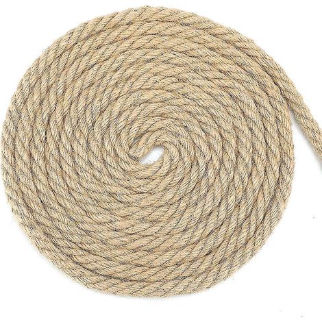 10 mm Jute- und Hanfseil, dickes, natürliches 4-litziges Seil, starkes 10 m Bastelgarn
