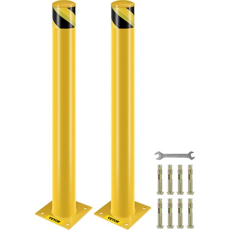 Borne de sécurité en acier, poteau jaune, barrière en acier, 106,7 cm H 11,4 cm D (1/5)