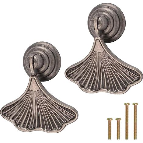 Poignée feuille de ginkgo, 2 pièces, nickel antique, tiroir armoire, zinc. (1/5)
