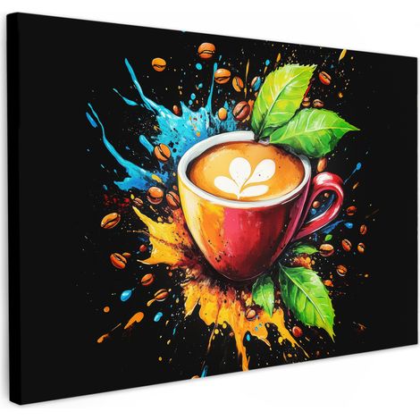 TABLEAU SUR TOILE Café - Graffiti - Boire - Abstrait Déco Chambre Tableau 60x40 cm