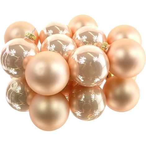 Christbaumkugeln Peach Pearl 5 x glänzend & 5 x matt Ø 6 cm aus Glas - 10er Set
