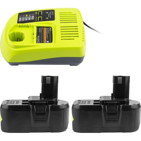 Batterie de Remplacement pour 18V 5Ah - 2 Packs avec Chargeur Double Port USB pour P117 12V-18V One Plus Series, P107 P108 RB18L15 RB18L40 (1/5)