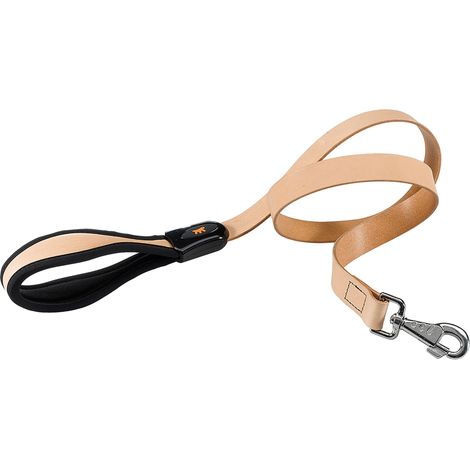 Ferplast GIOTTO BEIGE G Guinzaglio in vera pelle con impugnatura ergonomica - 2 misure. Variante G20/120 - Misure: 20 mm x L 120 cm - Beige (1/2)