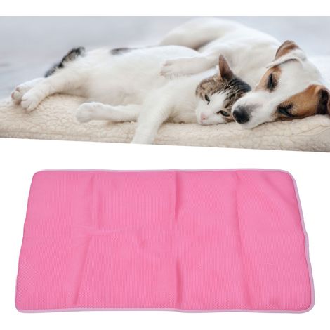 Tapis de refroidissement pour animaux, Tapis Ice Silk Summer, Tapis respirant pour chien et chat, Tapis de couchage pour sofa, lit, sol, Pink S (1/5)