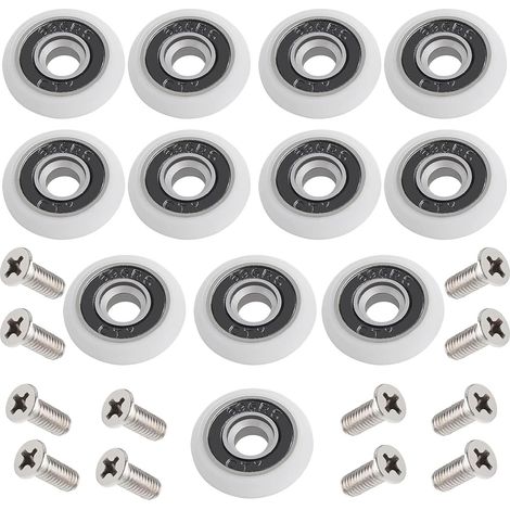 CCYKXA Duschtürrolle, 12 Stück Duschtürrolle, 23 mm, Duschschiebetürrolle, Duschtürrad, Schiebetürrolle mit Schrauben für Duschschiebetür (1/4)
