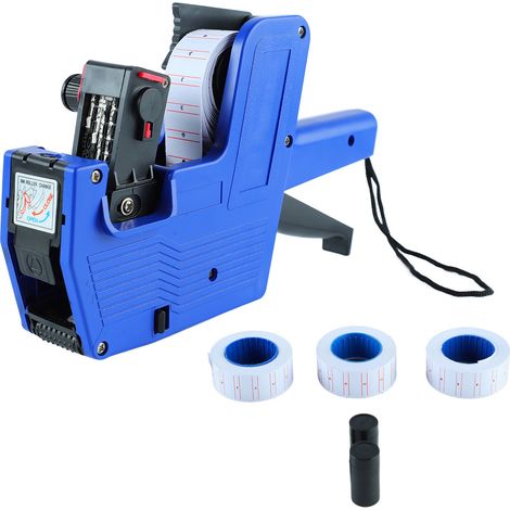 Étiqueteuse numérique 8 chiffres avec 3 rouleaux de papier étiquette et 2 roues d'encre, imprimante de prix claire pour magasins et bureaux. (1/5)