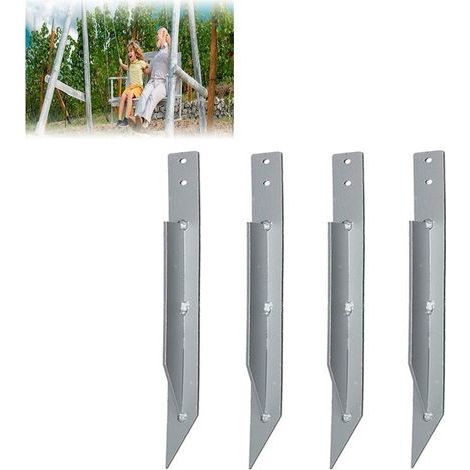 4 Pièces Ancrages Sol pour Balançoire Jardin – Fixations Robustes Galvanisées Résistantes aux Intempéries et au Vent – 440 mm (1/4)
