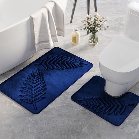 Tapis De Bain - Microfibre Absorbant Non-Dérapant - Pour Salle De Bain Toilette Entrée - 2 Pièces - 40x50 cm Et 50x80 cm (1/5)