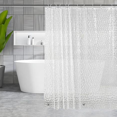 Duschvorhang 180 x 180 cm, halbtransparenter Duschvorhang, wasserdichter, waschbarer EVA-3D-Badewannenvorhang mit 12 Ringen