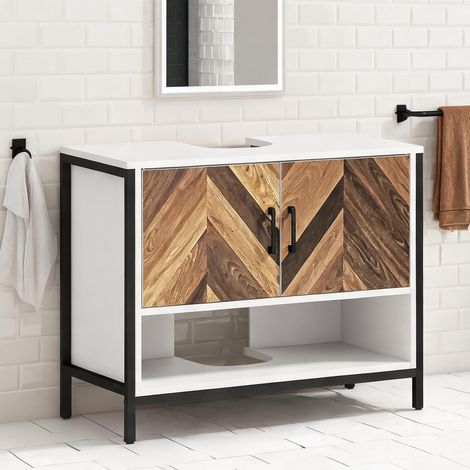 Meuble de salle de bain branco Madeira e Preto 80 x 40 x 60 cm (1/5)