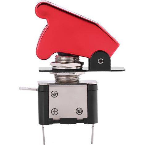 12V 20A Wippschalter mit roter LED, Ein-/Ausschalter mit Schutzabdeckung für Rennwagen, Zündknopf (1/5)
