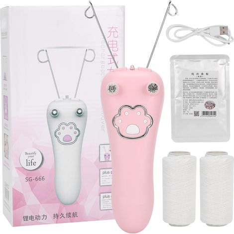 Épilateur électrique à fil de coton rechargeable par USB, appareil d'épilation du visage et du corps rose-AquaForge