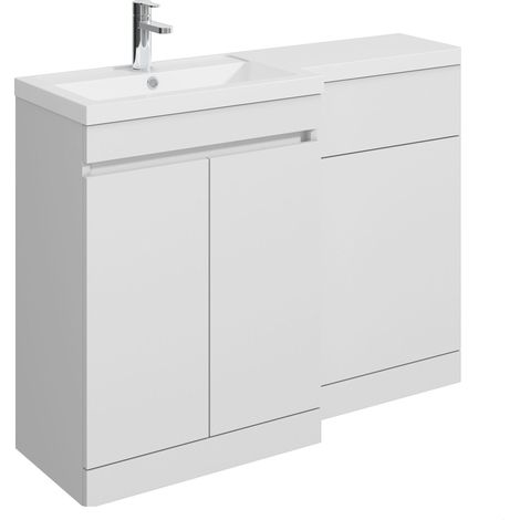 Balterley Tean 1100mm Floor Standing Compact Unit with Left Hand Polymarble Basin - White