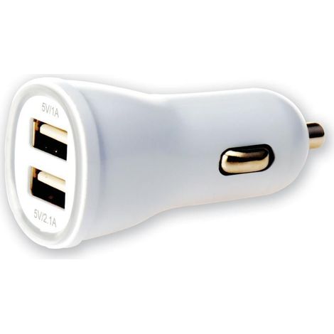 TECHLY Caricatore da Auto 2p USB 5V 1A&2.1A Bianco (1/5)