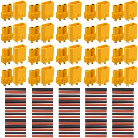 20 Paire XT30 Batterie Connecteur, XT30 Mâle Femelle Bullet Connecteur Adaptateur Fiche Socket avec Thermorétractable Tube, pour RC Lipo (1/5)