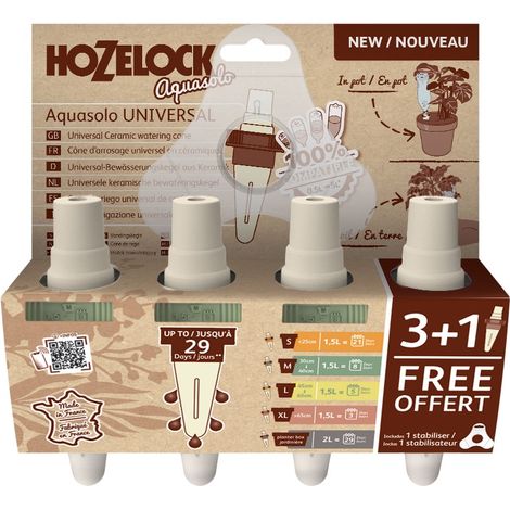 Hozelock 4xAquasolo Houseplant Universal Watering Ceramic Cones Medium 16in Pots