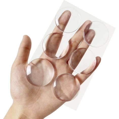 Juego de 6 topes de puerta, protector de pared transparente, gel amortiguador, adhesivo fuerte, para el hogar y la oficina. (1/5)