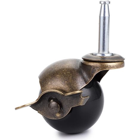 JSSEVN - 50mm Stem Furniture Casters, Ball Bearing Casters with Brake, Antique Swivel Casters, Replacement for Furniture, Ottomans, Set of 4 (1/5)