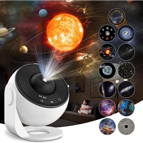 Projecteur Ciel Etoile Planetarium Projecteur, Projecteur Galaxie avec 13 Disques de Film, Veilleuse Projecteur Réglage de Rotation à 360°pour Chambre Plafond Cadeaux Enfants Adultes (1/5)