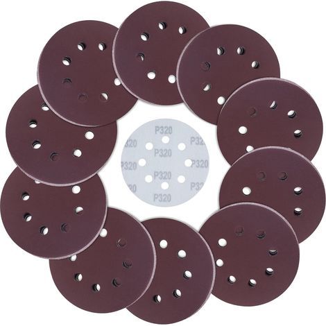 Lot de 10 disques abrasifs auto-agrippants 240 grains 9 trous pour ponceuse à plâtre (1/4)