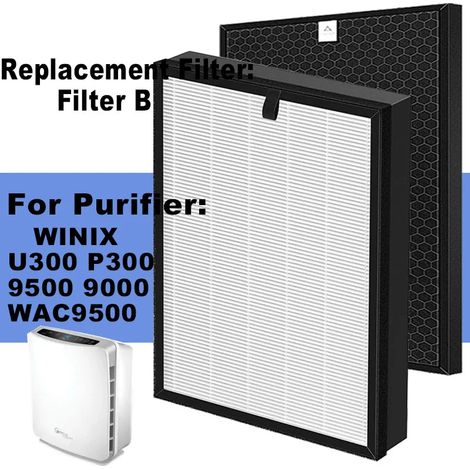 2 filtres HEPA et 2 filtres à charbon actif B compatibles avec les purificateurs d'air WINIX U300, P300, 9500, 9000 et WAC9500 (1/4)
