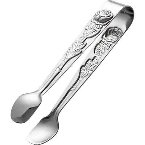 1 Pince à sucre, Acier inoxydable, Design rose, 10,5 cm, Pour cuisine, barbecue, restaurant (1/5)