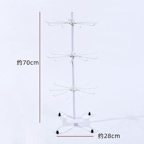 Etagère métal rotative verticale magasins détail supermarchés chapeaux gants écharpes accessoires Blanc 3 couches (1/4)