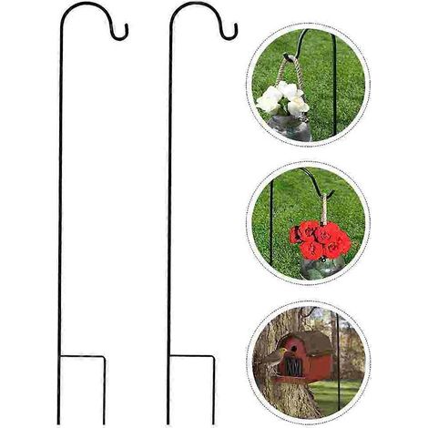 Lot de 4 crochets de berger robustes pour jardin, supports pour lanternes, plantes et paniers à fleurs. (1/5)
