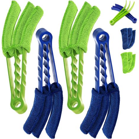 Lot de 4 nettoyants pour stores avec microfibre – Plumeau et brosse de nettoyage pour lamelles, volets roulants, radiateurs, climatiseurs et ventilateurs – Nettoyant polyvalent pour radiateur (1/5)