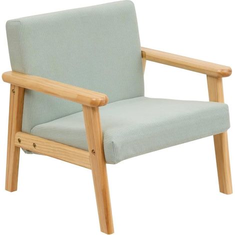 Fauteuil Enfant Côtelé "Basile" 46cm Vert Céladon