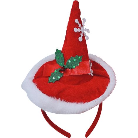 Couronne De Noel - Bandeau Avec Paillettes Rouges Et Couronne Brillante Dorée - Accessoire Capillaire Pour Fêtes De Fin D Année - 1 Pièce (1/5)