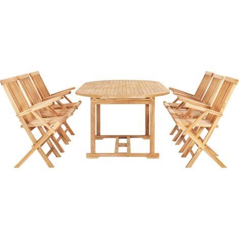 Maison Exclusive - Set da Pranzo per Esterni 7 pz 150-200x100x75 cm Teak Massello (1/5)