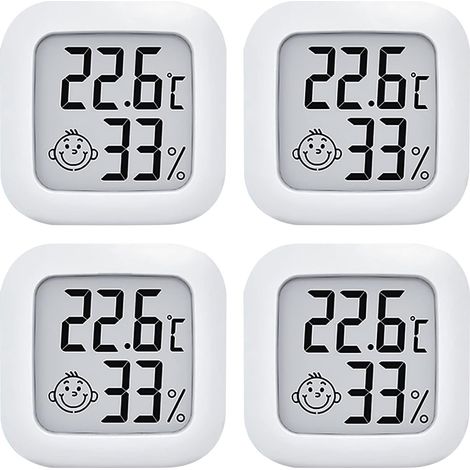 LaBlanc - Termometro igrometro per interni, 4 mini termometri digitali ad alta precisione per la casa, monitor della temperatura e misuratore di umidità, indicatore del livello di comfort per casa, uf (1/5)