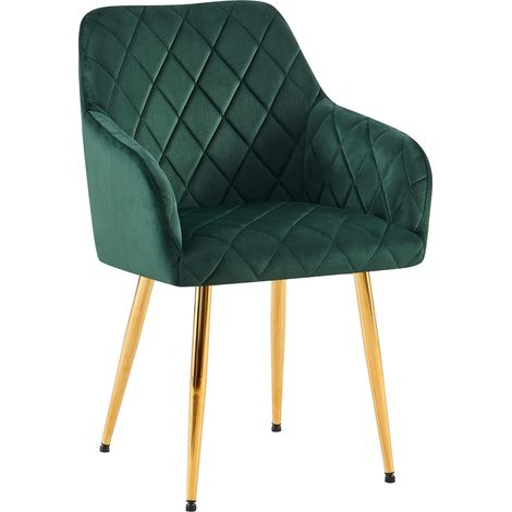 Sedia da pranzo x1 in velluto verde con cuciture decorative a rombi chic e contemporanee 100007832