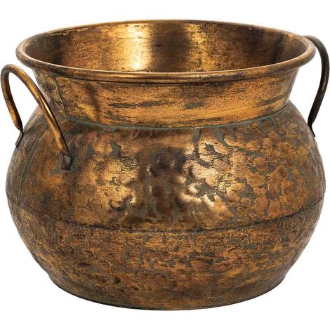 Macetero de metal dorado 37.5x33x23.5