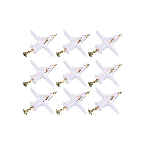 100 Pièces Fixations pour Plaques de Plâtre (50 Chevilles, 50 Vis), Chevilles Et Vis pour Plaques de Plâtre, Ancres Chevilles et Vis pour Fixations Murales Creuses Cloisons Sèches (1/5)