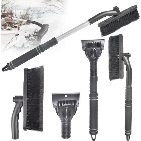 Grattoir à Glace et Brosse à Neige(2 en 1),Brosse à Neige d'hiver Rétractable,Grattoir Pare Brise, Gratte Givre Voiture Amovible, Grattoir à Glace Longue avec Poignée, Gratte Givre Voiture(Noir) (1/5)